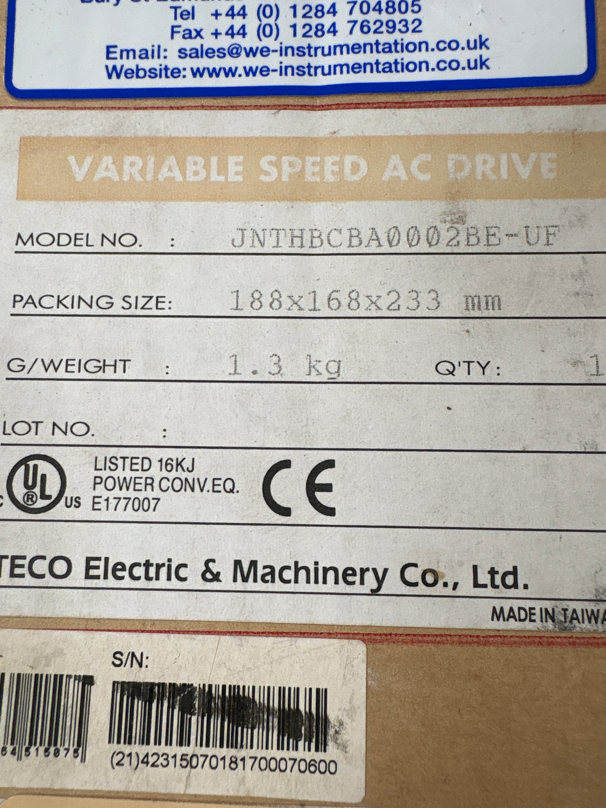 Teco Inverter JNTHBCBA0002BE-UF