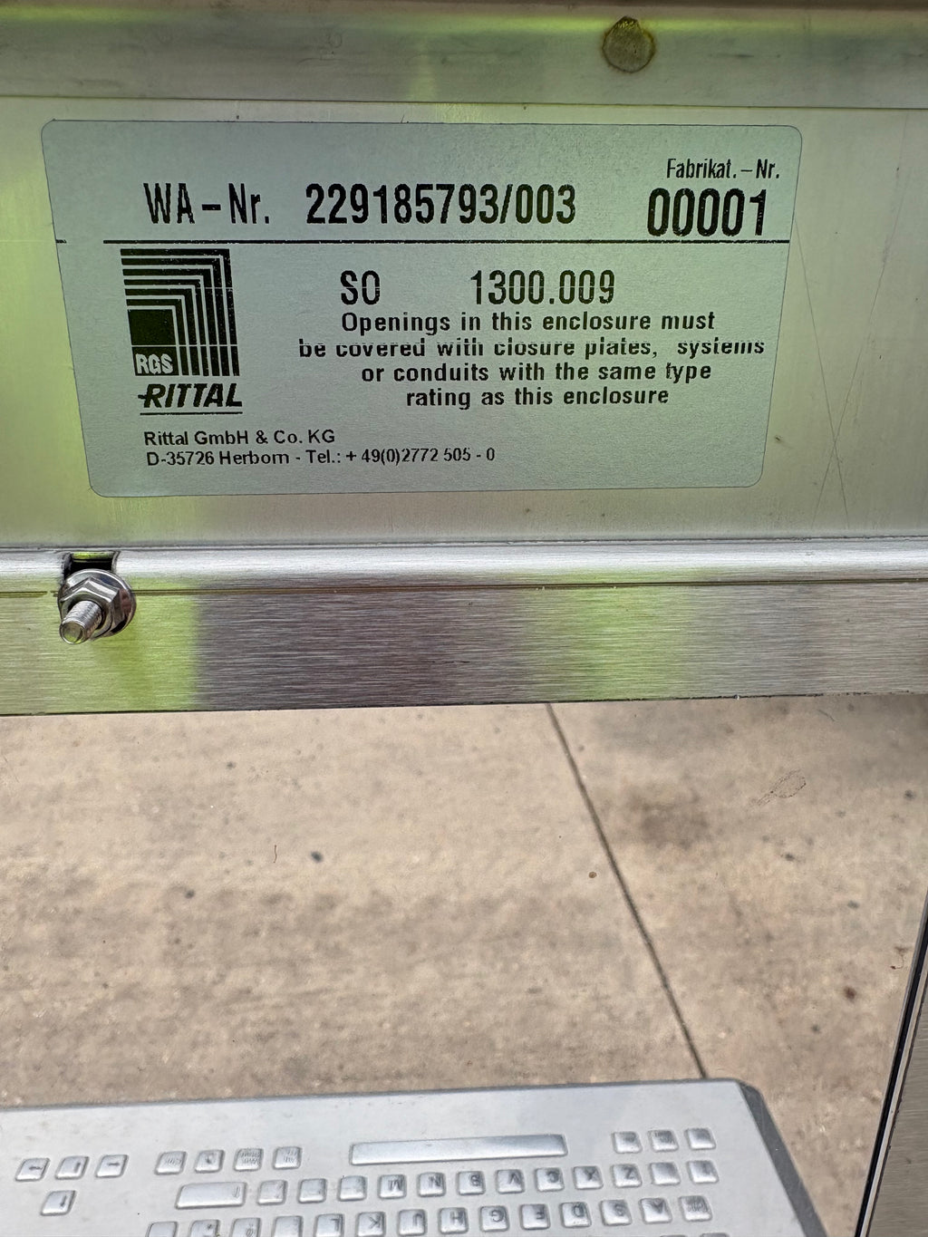 Rittal Stainless steel cabinet for wet production environment