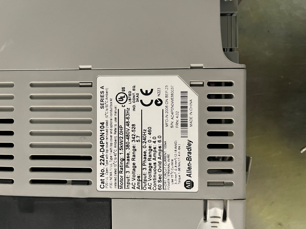 Allen Bradley Inverter Drive D4P0N104